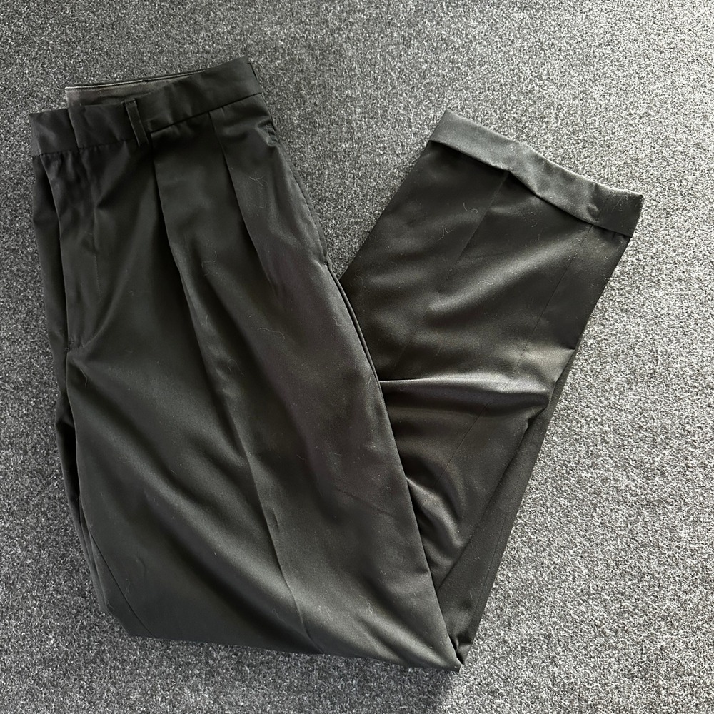 Polo Ralph Lauren Mens Black Pleated Cuffed Dress Pants Trousers 35x31